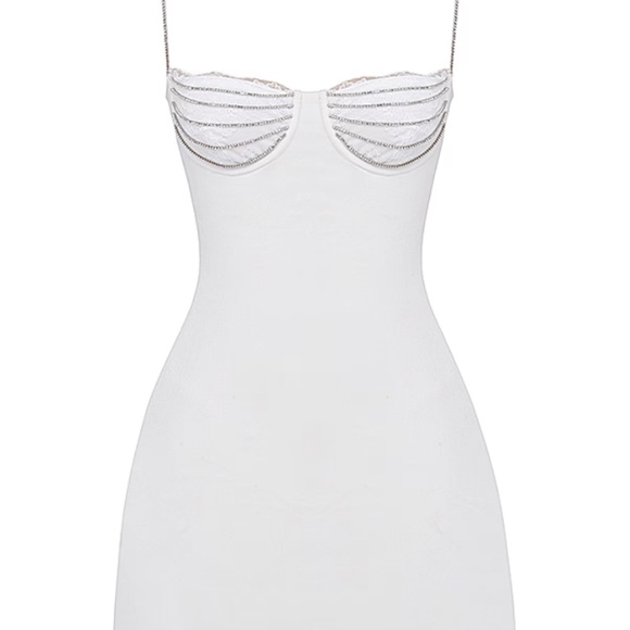 House of CB "Grace" Ivory Embellished Mini Dress - Picture 5 of 9